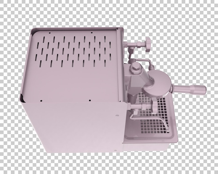PSD máquina de café aislada sobre fondo transparente ilustración de renderizado 3d