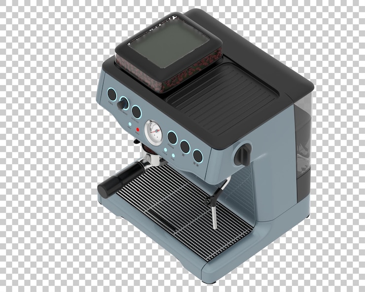 PSD máquina de café aislada sobre fondo transparente ilustración de renderizado 3d