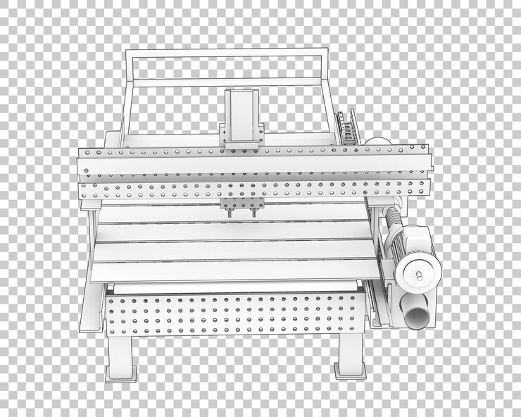 PSD máquina cnc aislada sobre fondo transparente ilustración de renderizado 3d