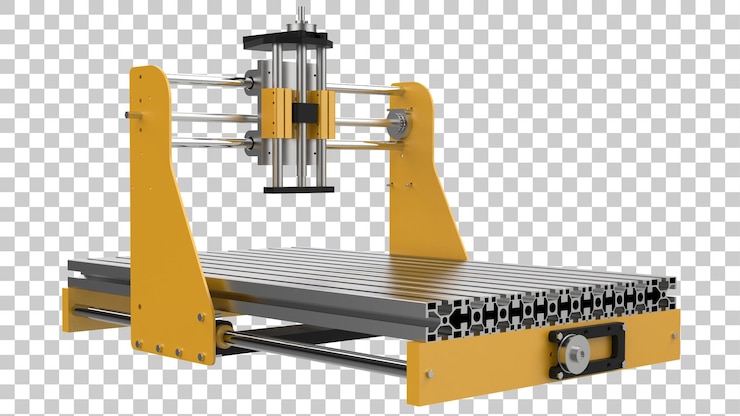 PSD máquina cnc aislada sobre fondo transparente ilustración de renderizado 3d