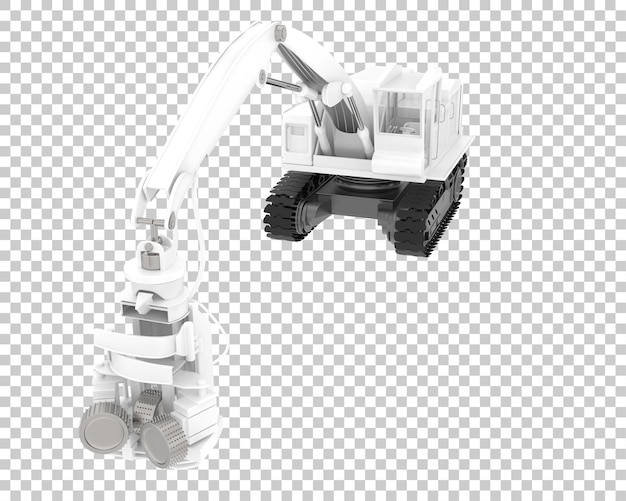 Máquina cortadora de árboles en la ilustración de representación 3d de fondo transparente