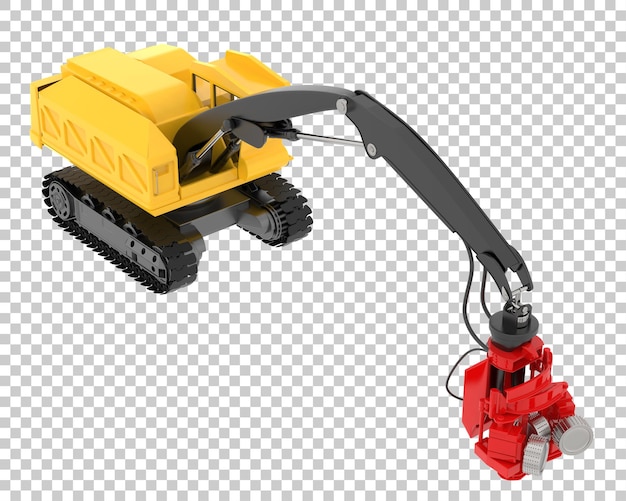 PSD máquina cortadora de árboles en la ilustración de representación 3d de fondo transparente