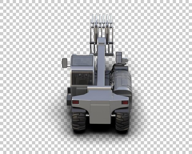 Máquina de corte de árboles aislada en el fondo Ilustración de renderización 3D
