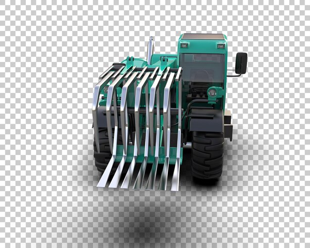 Máquina de corte de árboles aislada en el fondo Ilustración de renderización 3D
