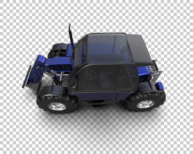 PSD máquina de corte de árboles aislada en el fondo ilustración de renderización 3d