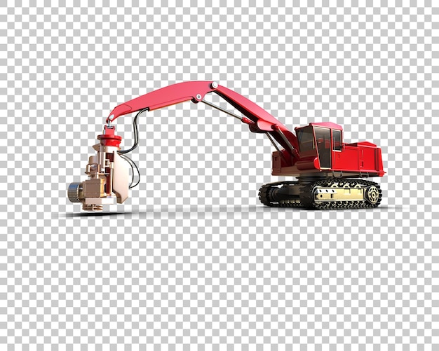 Máquina de corte de árboles aislada en el fondo Ilustración de renderización 3D
