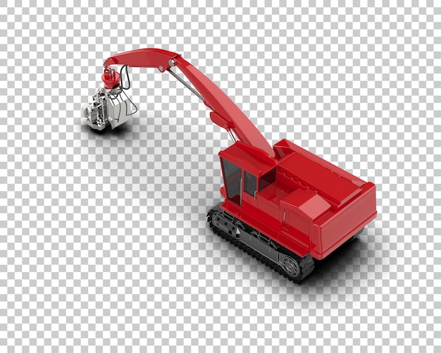 Máquina de corte de árboles aislada en el fondo Ilustración de renderización 3D
