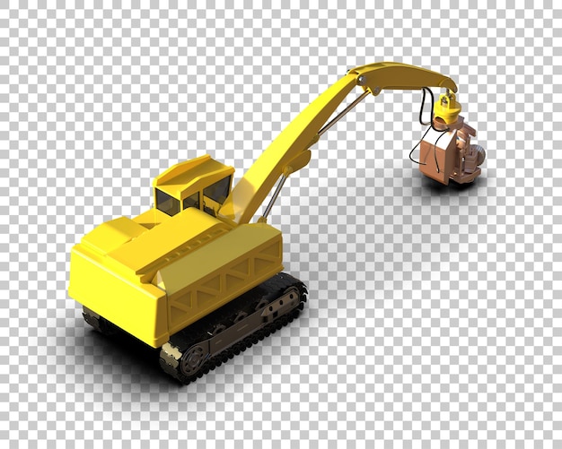 Máquina de corte de árboles aislada en el fondo Ilustración de renderización 3D