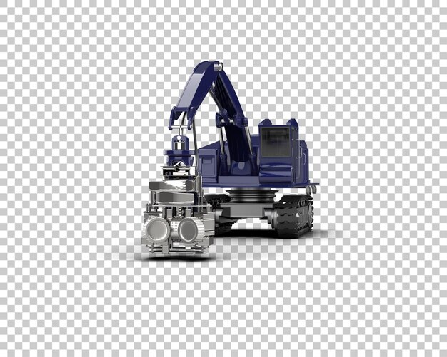 Máquina de corte de árboles aislada en el fondo Ilustración de renderización 3D