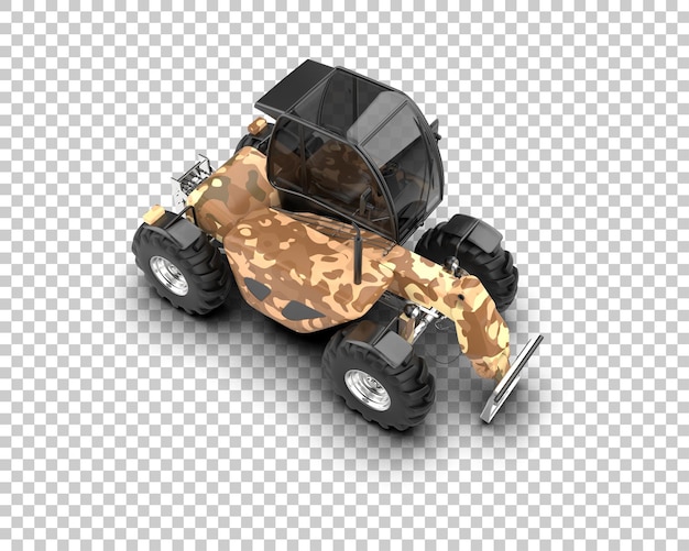 Máquina de corte de árboles aislada en el fondo Ilustración de renderización 3D