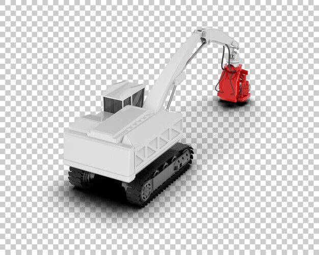 Máquina de corte de árboles aislada en el fondo Ilustración de renderización 3D