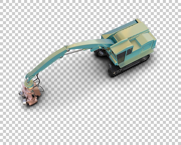 Máquina de corte de árboles aislada en el fondo Ilustración de renderización 3D