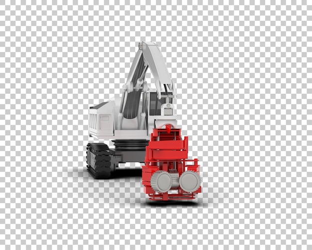 Máquina de corte de árboles aislada en el fondo Ilustración de renderización 3D