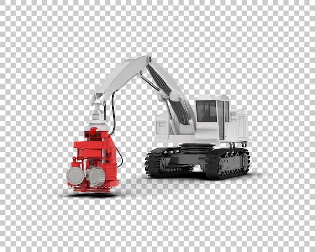Máquina de corte de árboles aislada en el fondo Ilustración de renderización 3D