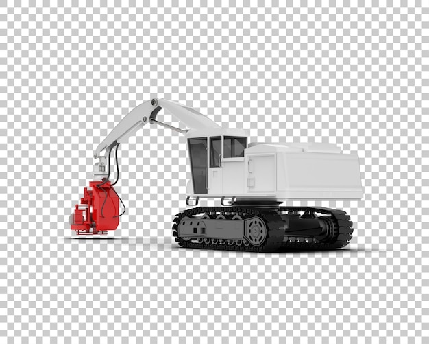 Máquina de corte de árboles aislada en el fondo Ilustración de renderización 3D