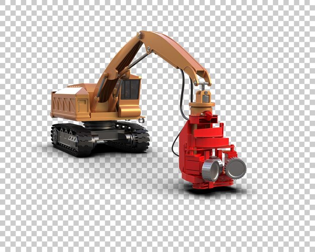 Máquina de corte de árboles aislada en el fondo Ilustración de renderización 3D