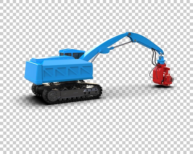 Máquina de corte de árboles aislada en el fondo Ilustración de renderización 3D