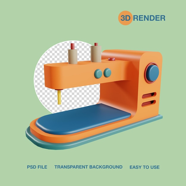 Máquina de coser de electrodomésticos de renderizado 3D PSD