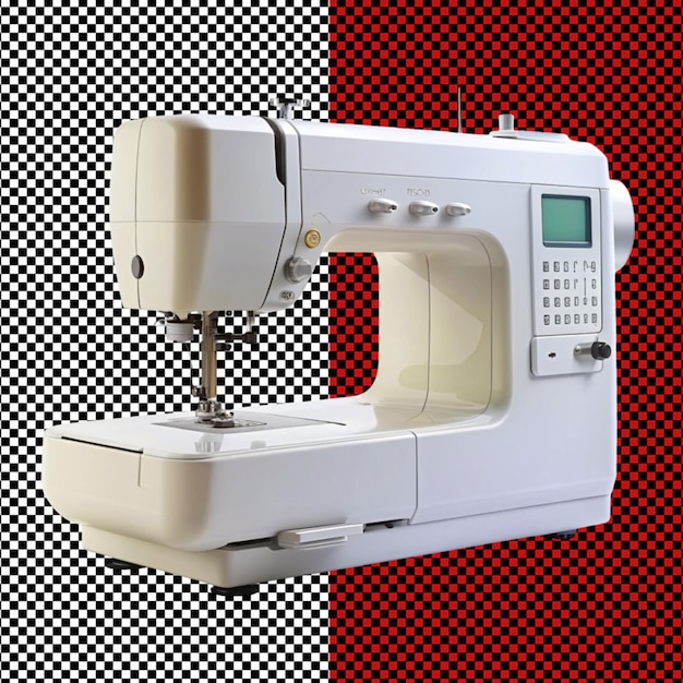 Máquina de coser en un fondo transparente