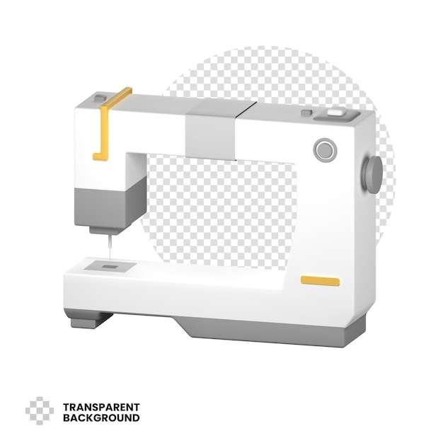 PSD máquina de coser de icono 3d aislada en el fondo transparente