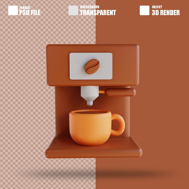 PSD máquina de café 3 de ilustração 3d