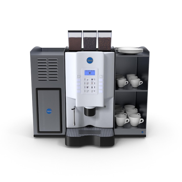 Máquina de café comercial moderna com armazenamento de xícara integrado