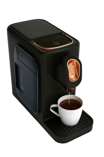 PSD máquina de café e xícara de café