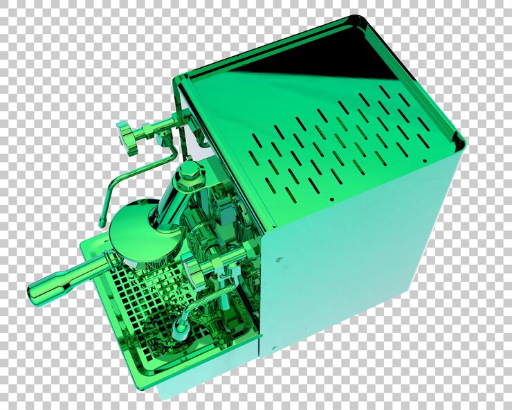 PSD máquina de café isolada na ilustração de renderização 3d de fundo transparente