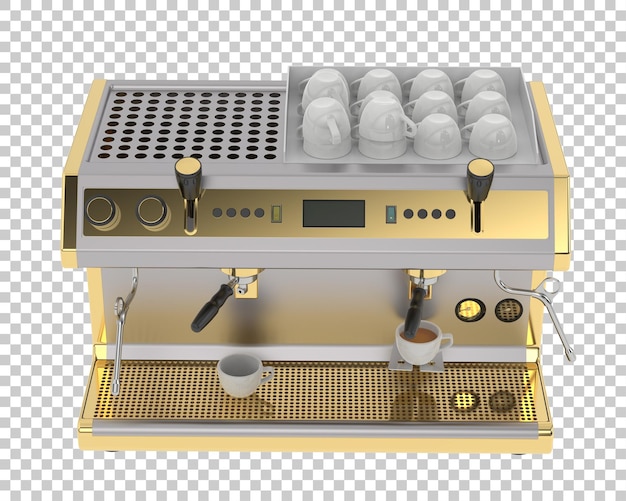 PSD máquina de café na ilustração de renderização 3d de fundo transparente