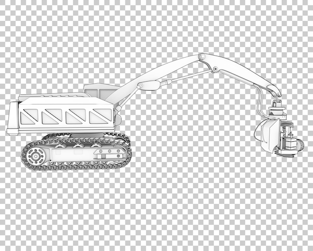 PSD máquina de corte de árvores na ilustração de renderização 3d de fundo transparente