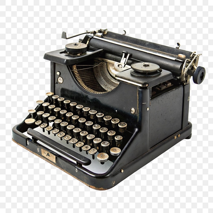 PSD máquina de escrever vintage isolada em fundo transparente