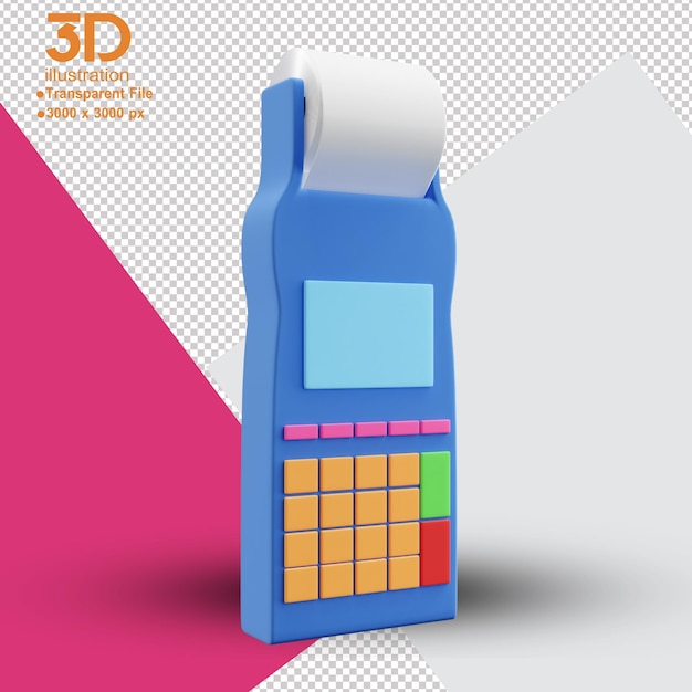 PSD máquina de recibo 3d em ilustração 3d isolada png