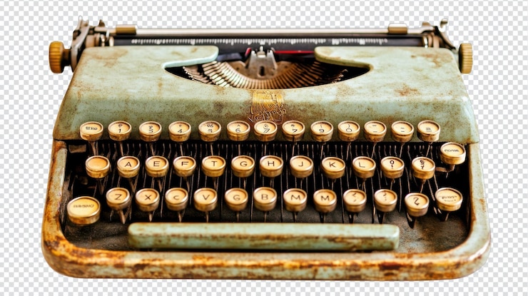 PSD máquina de escribir de estilo vintage aislada sobre fondo blanco ideal para diseños nostálgicos y temas de escritura para transmitir creatividad y narración