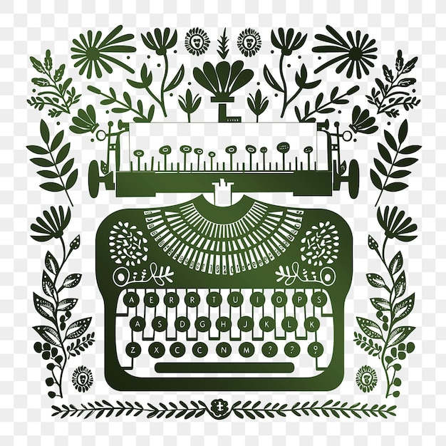 PSD una máquina de escribir verde con la palabra l en ella