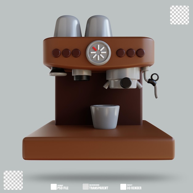 PSD máquina de espresso de ilustración 3d