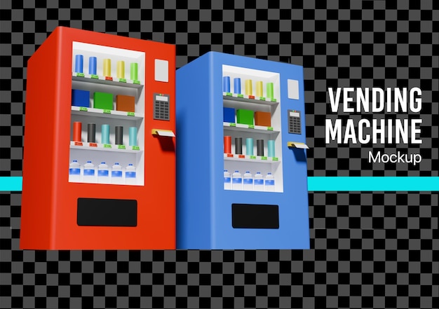 Máquina expendedora 3D con maqueta de bocadillos y bebidas