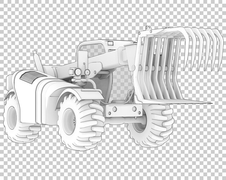 PSD máquina forestal en la ilustración de renderizado 3d de fondo transparente