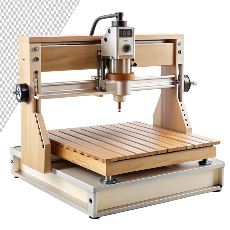 PSD máquina de grabado en madera sobre un fondo transparente