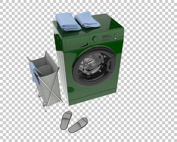 PSD la máquina de lavar aislada en el fondo ilustración de renderización 3d