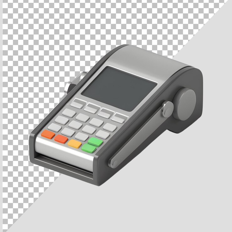PSD máquina de tarjetas de crédito 3d en un fondo transparente