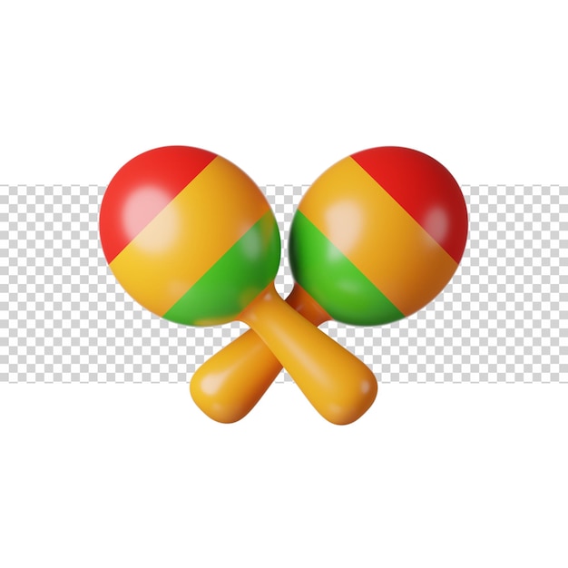 Maracas con icona di rendering 3d colorata per sito Web o app o gioco Maracas divertenti e semplici