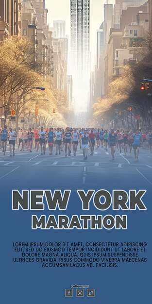 Marathon-leute auf den straßen der innenstadt von new york mit klarem himmel ai generiert