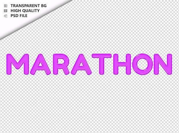 Maratona tipografia texto roxo vidro brilhante psd transparente