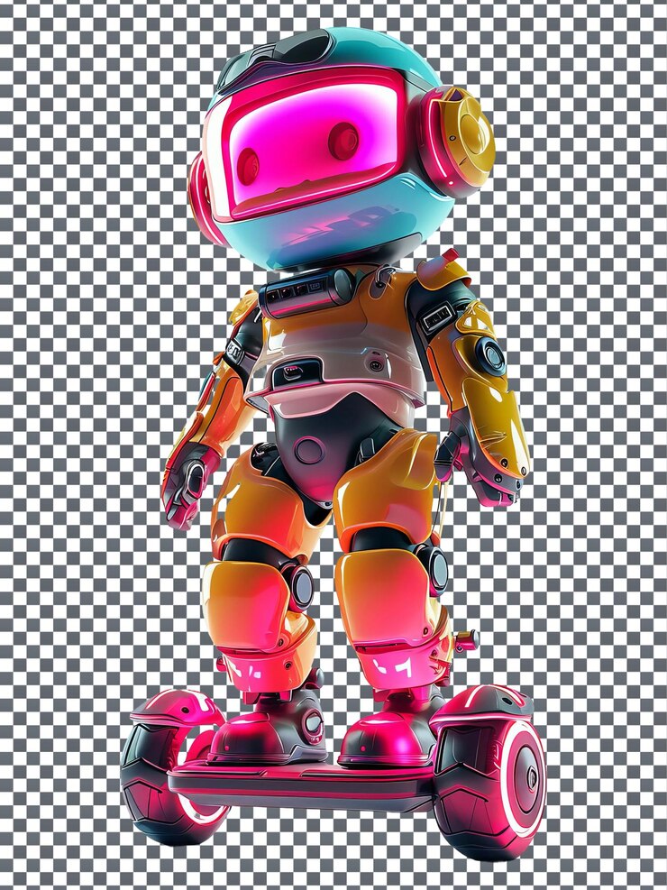 PSD maravilloso personaje futurista de un miembro de la pandilla de hoverboard aislado en un fondo transparente