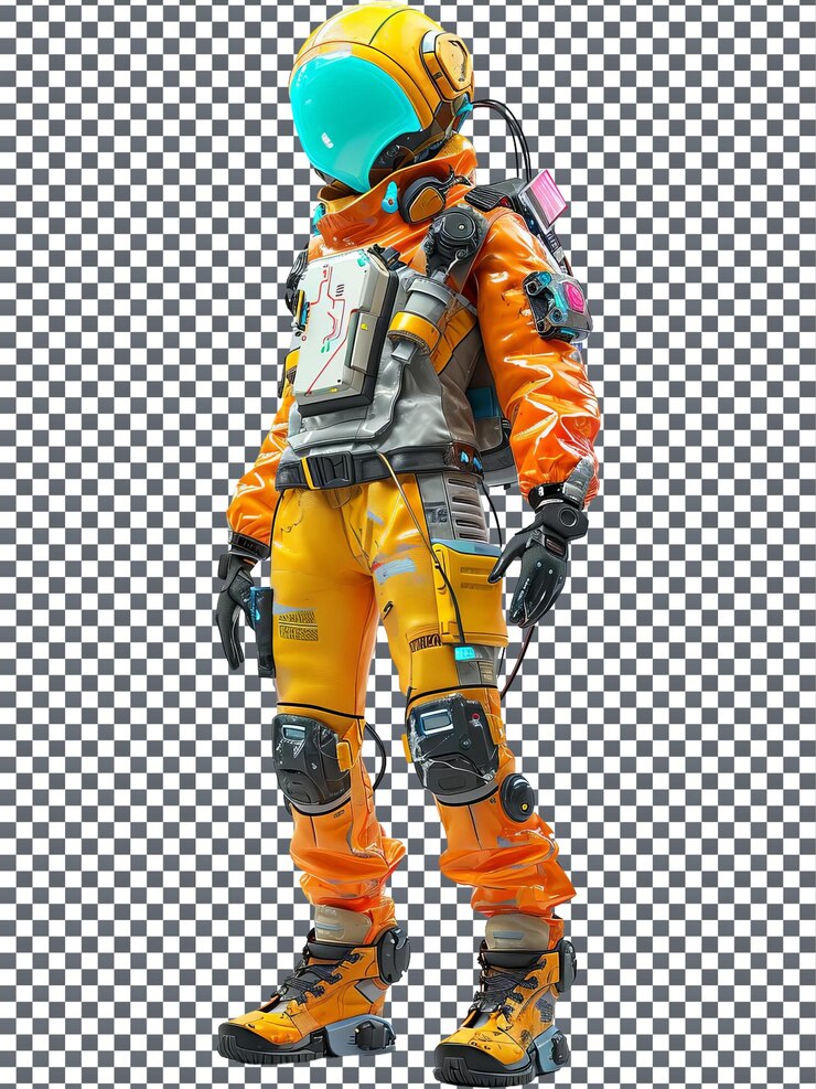 PSD maravilloso personaje de hacker futurista aislado en un fondo transparente