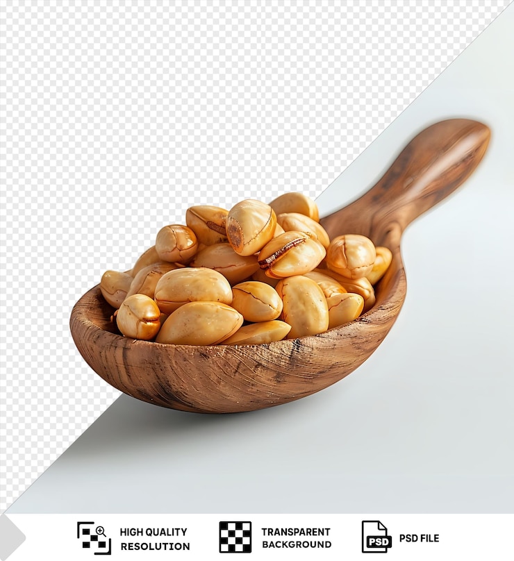 PSD maravillosos cacahuetes asados en la cuchara de madera png clipart png psd
