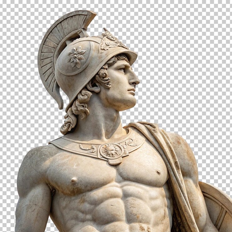 PSD marble statue of a warrior