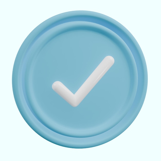 Marca de comprobación 3D en fondo azul