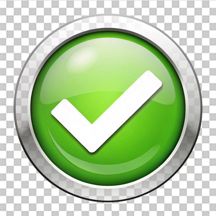 PSD marca de comprobación en círculo hecho icono de botón aprobado aislado en fondo transparente