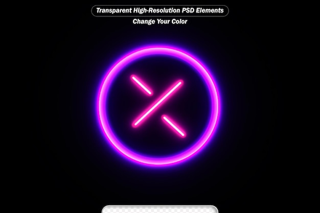 PSD marca de cruz de neón con el símbolo x concepto de error incorrecto con luz de neón brillante